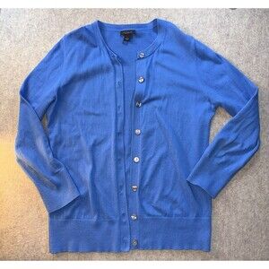 Ann Taylor LOFT Cardigan Sweater Women S Blue Button Front Long Sleeve